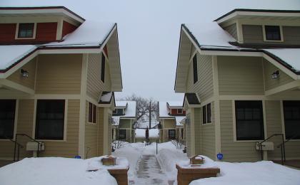 Snow covered Minnesota homes
