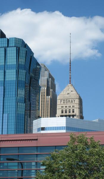 Minneapolis skyscrapers with the Foshay building in back