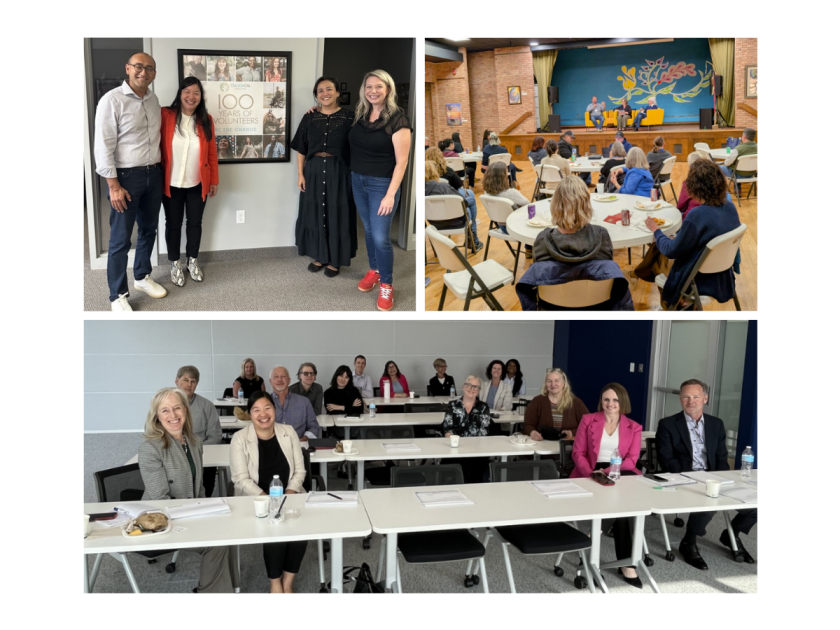 A photo collage of MCF President Michelle Tran Maryns engaging with members